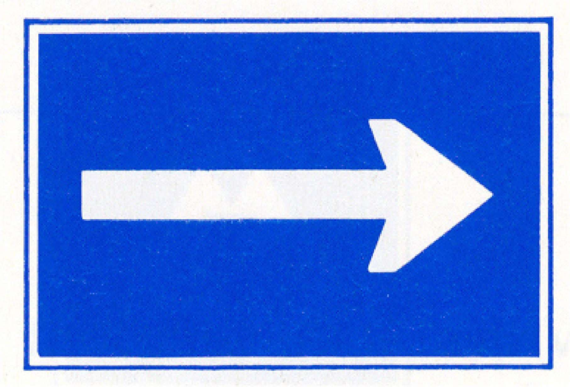 Verkeersteken D.3a: Aanbeveling richting pijl (rechts, blauw)