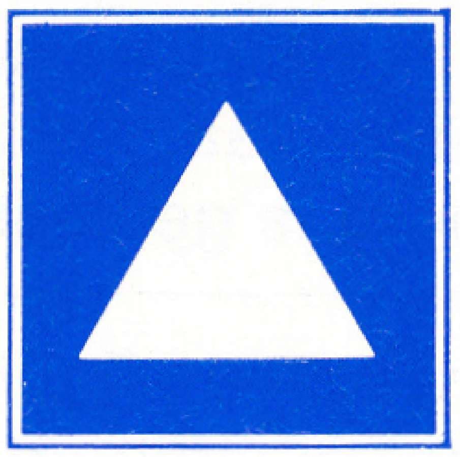 Verkeersteken E.5.4: Ligplaats toestemming (duwvaart: geen blauwe kegels)