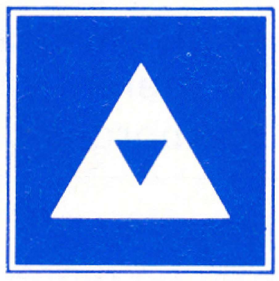Verkeersteken E.5.5: Ligplaats toestemming (duwvaart: 1 blauwe kegel)